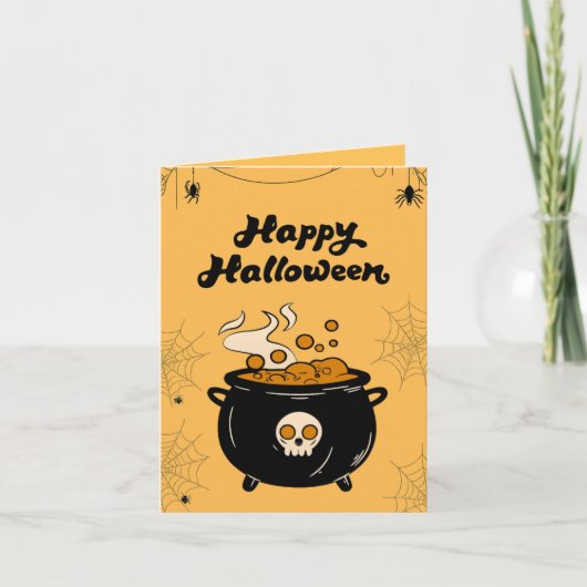 Bubbling Cauldron Halloween Card – Spooky Eyeballs Kaart (Voorkant)