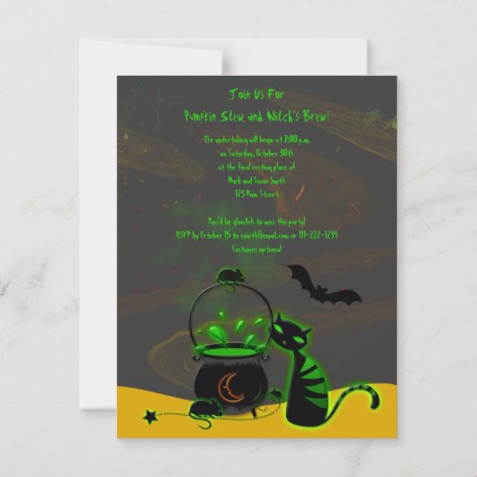 Bubbling Cauldron Halloween Party Invitation Kaart (Achterkant)