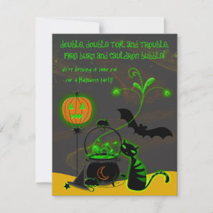 Bubbling Cauldron Halloween Party Invitation Kaart