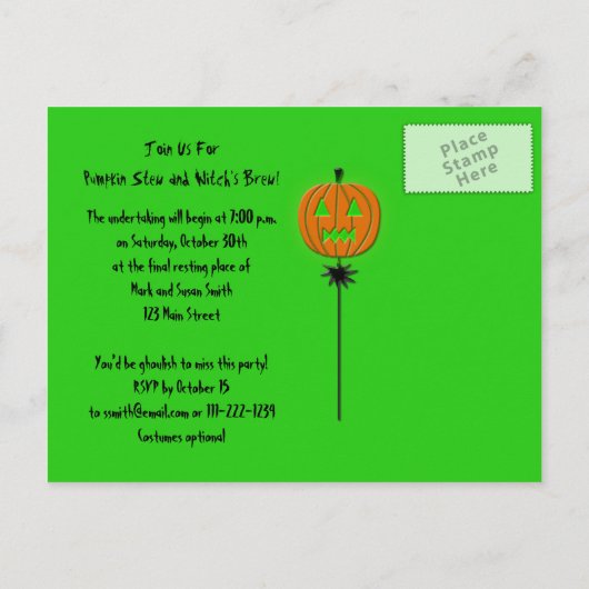 Bubbling Cauldron Halloween Party Invitation Uitnodiging Briefkaart (Achterkant)