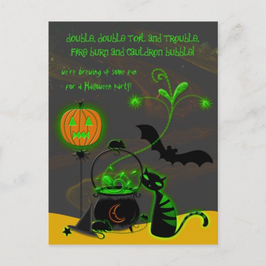 Bubbling Cauldron Halloween Party Invitation Uitnodiging Briefkaart (Voorkant)