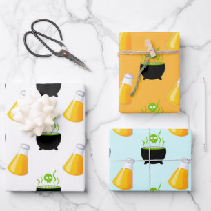 Bubbling Cauldron Magic Potion Skull Halloween Inpakpapier Vel