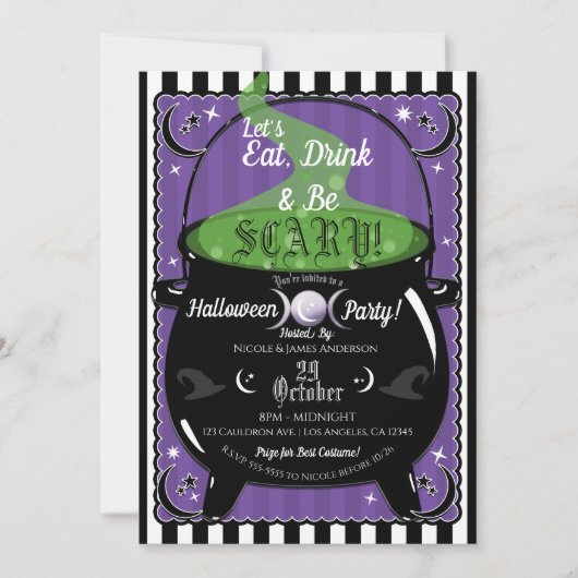 Bubbling Cauldron Whimsical Halloween Party Kaart (Voorkant)