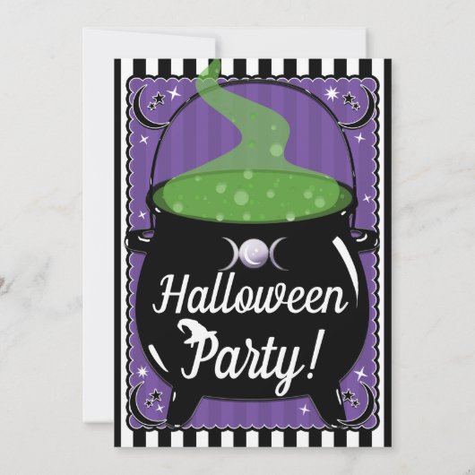 Bubbling Cauldron Whimsical Halloween Party Kaart (Achterkant)