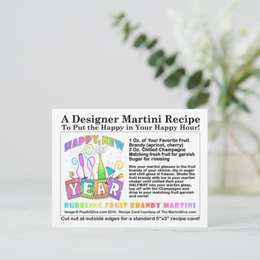 Bubbling Fruit Brandy Martini Recept Briefkaart (Staand voorkant)