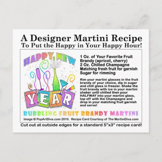 Bubbling Fruit Brandy Martini Recept Briefkaart (Voorkant)