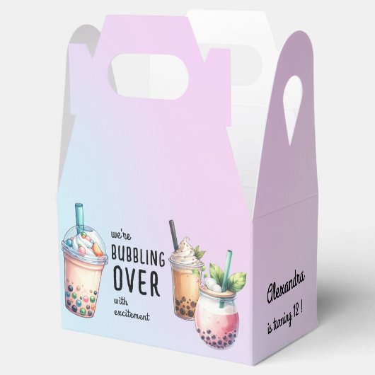 Bubbling over met opwinding bobba thee verjaardag bedankdoosjes (Geopend)