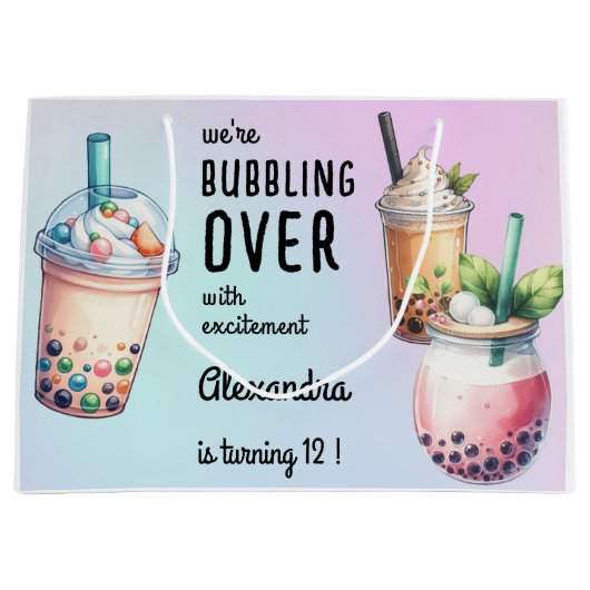 Bubbling over met opwinding bobba thee verjaardag groot cadeauzakje (Voorkant)