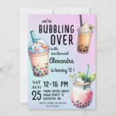 Bubbling over met opwinding bobba thee verjaardag kaart (Voorkant)