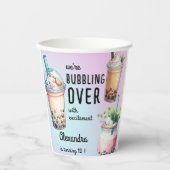 Bubbling over met opwinding bobba thee verjaardag papieren bekers (Voorkant)