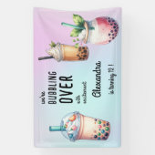 Bubbling over met opwinding bobba thee verjaardag spandoek (Verticaal)