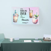 Bubbling over met opwinding bobba thee verjaardag spandoek (Beurs)