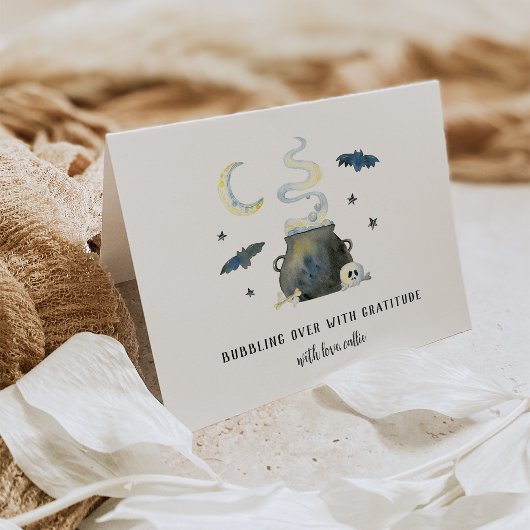 Bubbling Over With Gratitude Halloween Baby Shower Bedankkaart