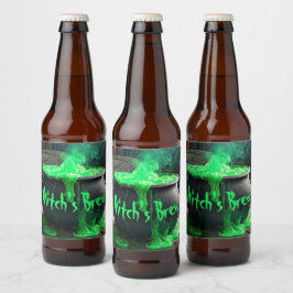 Bubbling Witch's Cauldron Halloween Bier Etiket