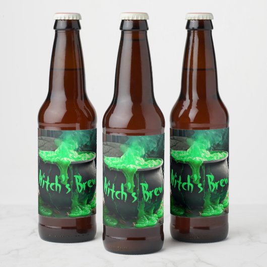 Bubbling Witch's Cauldron Halloween Bier Etiket (Flessen)