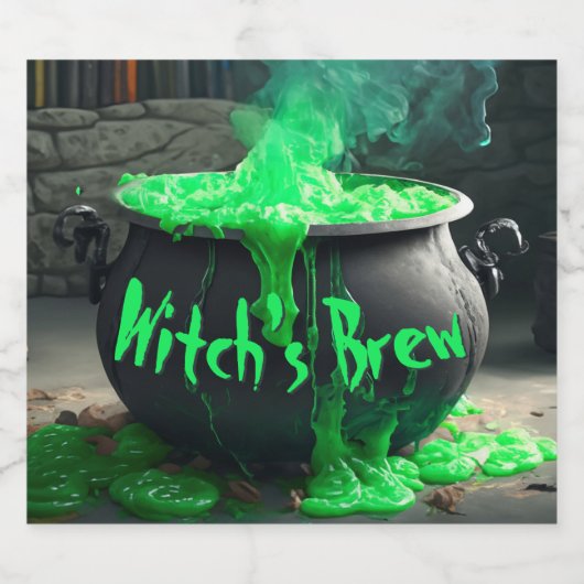 Bubbling Witch's Cauldron Halloween Bier Etiket (Enkel label)