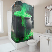 Bubbling Witch's Cauldron Halloween Douchegordijn (In situ)