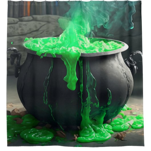 Bubbling Witch's Cauldron Halloween Douchegordijn (Voorkant)