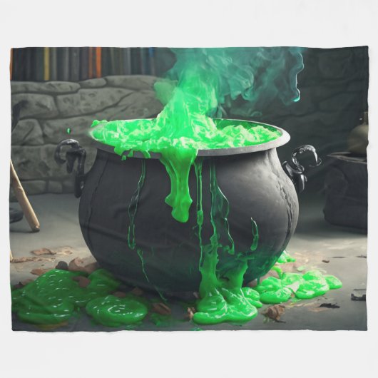 Bubbling Witch's Cauldron Halloween Fleece Deken (Voorkant (Horizontaal))