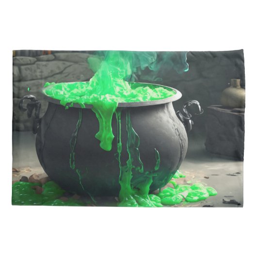 Bubbling Witch's Cauldron Halloween Kussensloop (Achterkant)