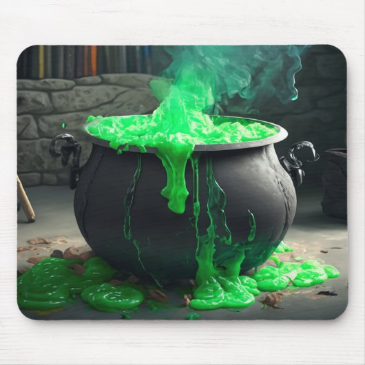 Bubbling Witch's Cauldron Halloween Muismat (Voorkant)
