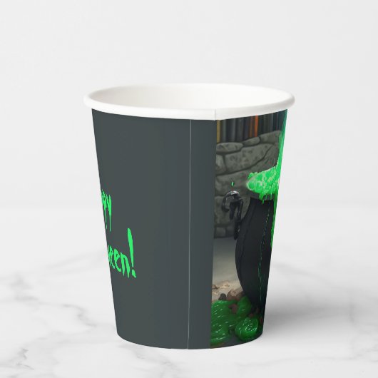 Bubbling Witch's Cauldron Halloween Papieren Bekers (Rechts)