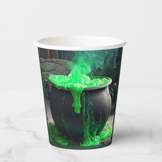 Bubbling Witch's Cauldron Halloween Papieren Bekers (Voorkant)
