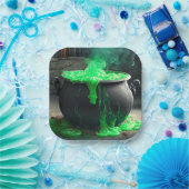 Bubbling Witch's Cauldron Halloween Papieren Bordje (Feest)