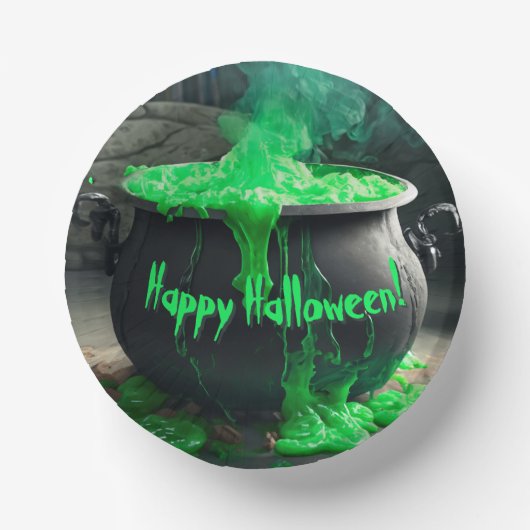 Bubbling Witch's Cauldron Halloween Papieren Kommen (Voorkant)