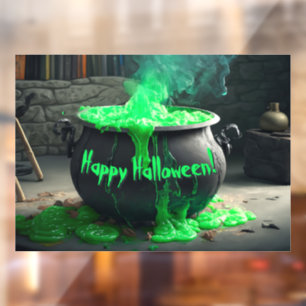 Bubbling Witch's Cauldron Halloween Raamsticker