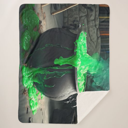 Bubbling Witch's Cauldron Halloween Sherpa Deken (Voorkant)