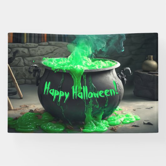 Bubbling Witch's Cauldron Halloween Spandoek (Horizontaal)