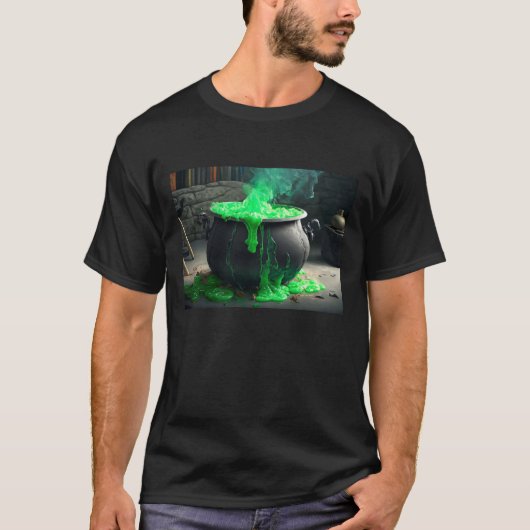 Bubbling Witch's Cauldron Halloween T-shirt (Voorkant)