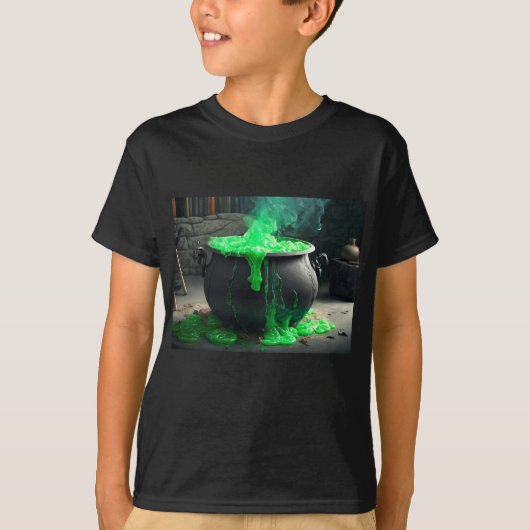 Bubbling Witch's Cauldron Halloween T-shirt (Voorkant)
