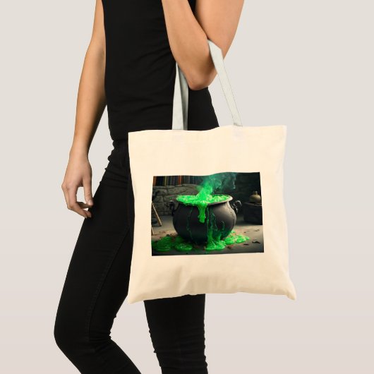 Bubbling Witch's Cauldron Halloween Tote Bag (Voorkant (product))