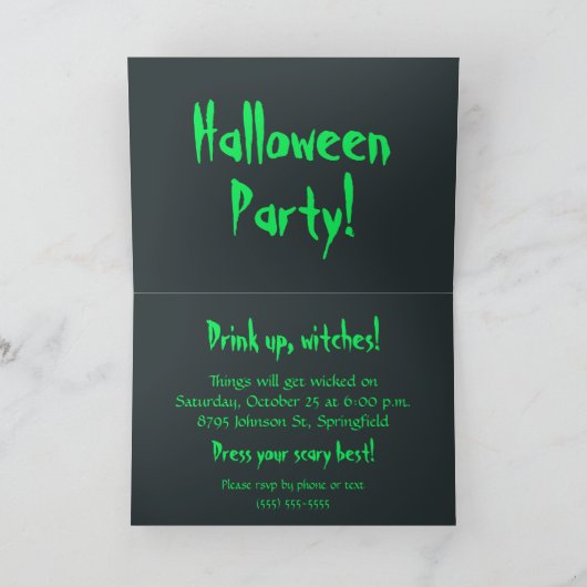 Bubbling Witch's Cauldron Halloween Uitnodiging (Binnen)