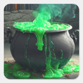 Bubbling Witch's Cauldron Halloween Vierkante Sticker (Voorkant)