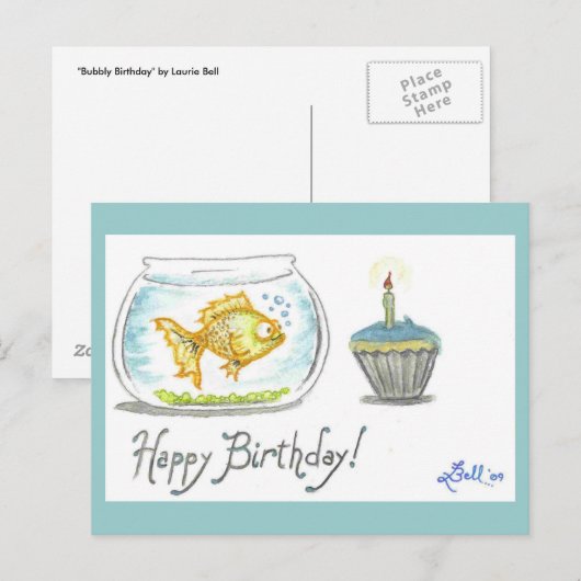"Bubbly Birthday" postcard Briefkaart (Voorkant / Achterkant)