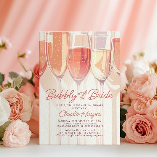 Bubbly Blush Champagne Vrijgezellenfeest Kaart