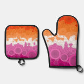 Bubbly Bohemian Groovy Abstract Lesbisch Pride Fla Ovenwant & Pannenlap Set (Voorkant)