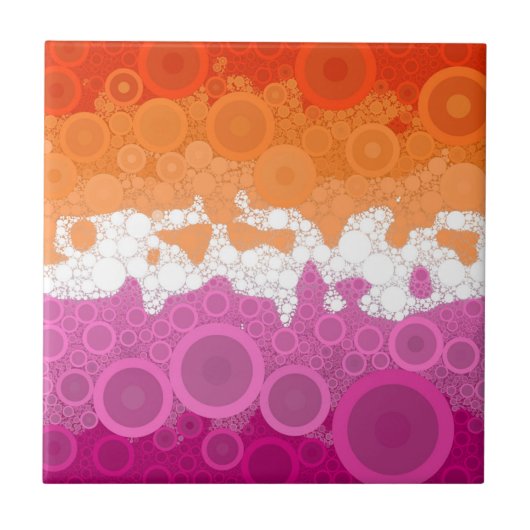 Bubbly Bohemian Groovy Abstract Lesbisch Pride Fla Tegeltje (Voorkant)