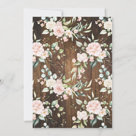 Bubbly & Boots Vrijgezellenfeest Roze Bloemen West Kaart (Achterkant)