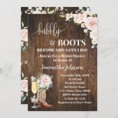 Bubbly & Boots Vrijgezellenfeest Roze Bloemen West Kaart (Voorkant / Achterkant)