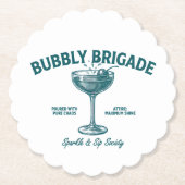 Bubbly Brigade Sparkle & Sip Genootschap Kartonnen Onderzetters (Voorkant)