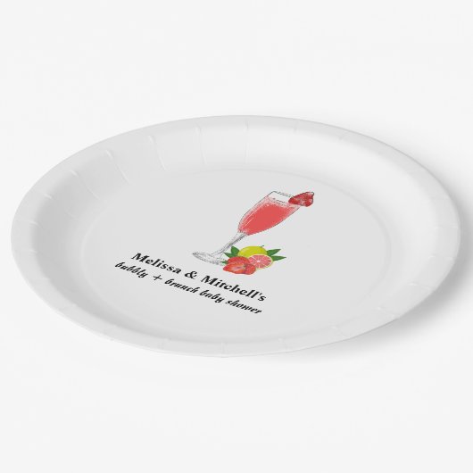 bubbly + brunch baby shower papieren bordje (Gekanteld)