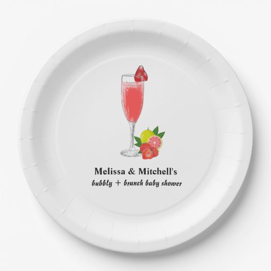 bubbly + brunch baby shower papieren bordje (Voorkant)