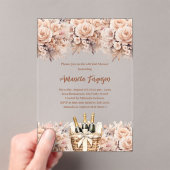 Bubbly brunch beige perzik rozen Vrijgezellenfeest Acryl Uitnodigingen (Insitu (Draagbaar))