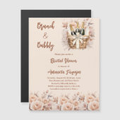 Bubbly brunch beige perzik rozen Vrijgezellenfeest Magnetische Uitnodiging (Voorkant / Achterkant)
