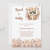 Bubbly brunch boho floral beige Vrijgezellenfeest Kaart (Voorkant)