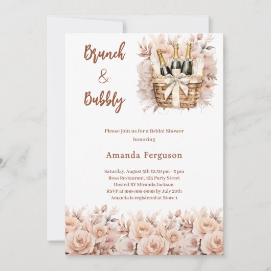 Bubbly brunch boho floral beige Vrijgezellenfeest Kaart (Voorkant)